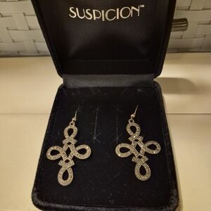 Suspicion Sterling Silver Marcasite Dangle Pierced Earrings
